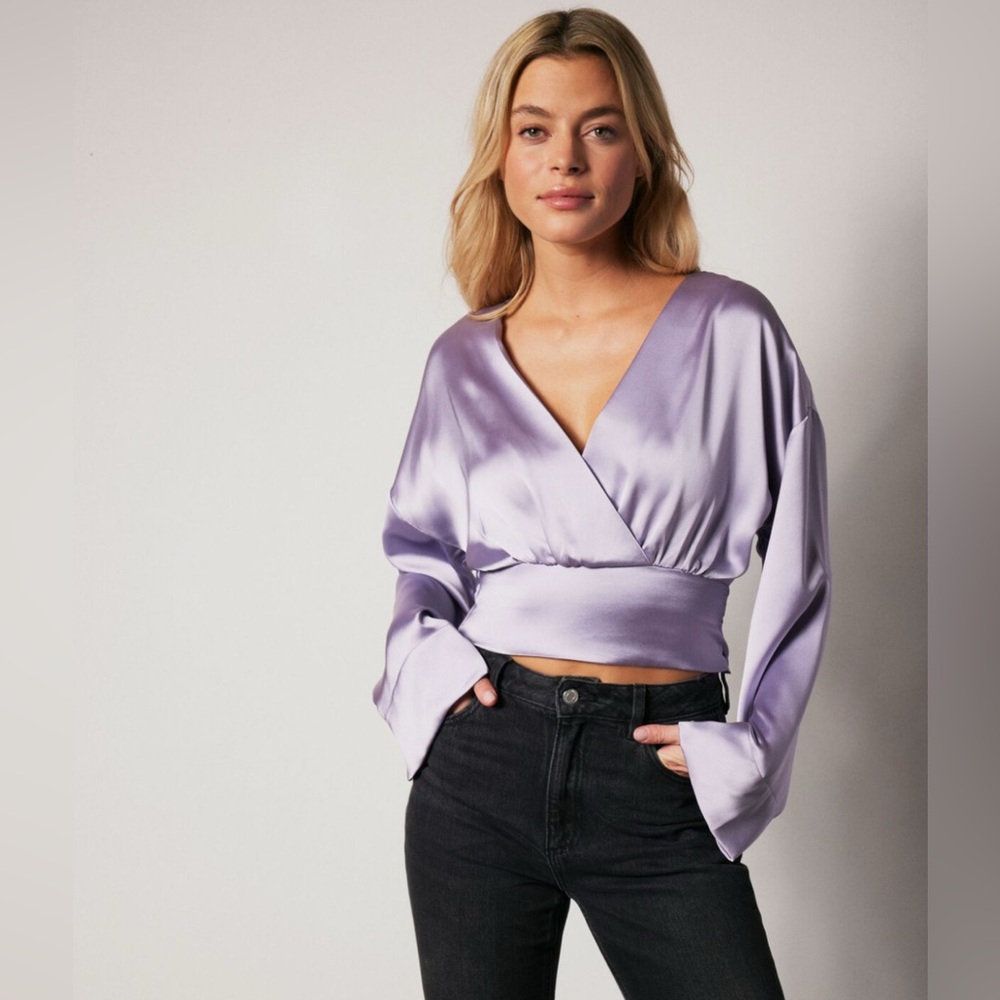 Satin Wrap Blouse